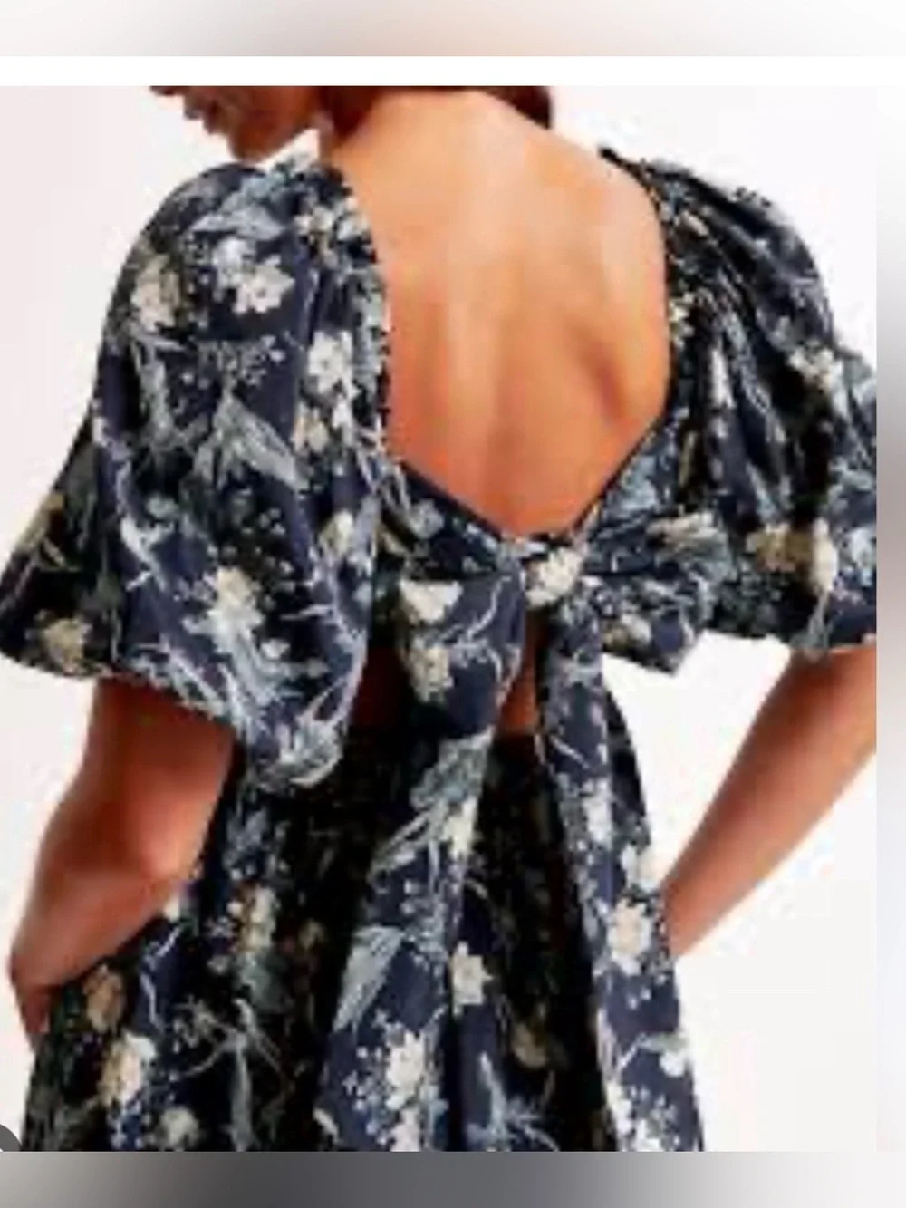 Abercrombie Hardware Drama Puff Sleeve Maxi Dress Navy Floral Dress XS Tall - Picture 6 of 7